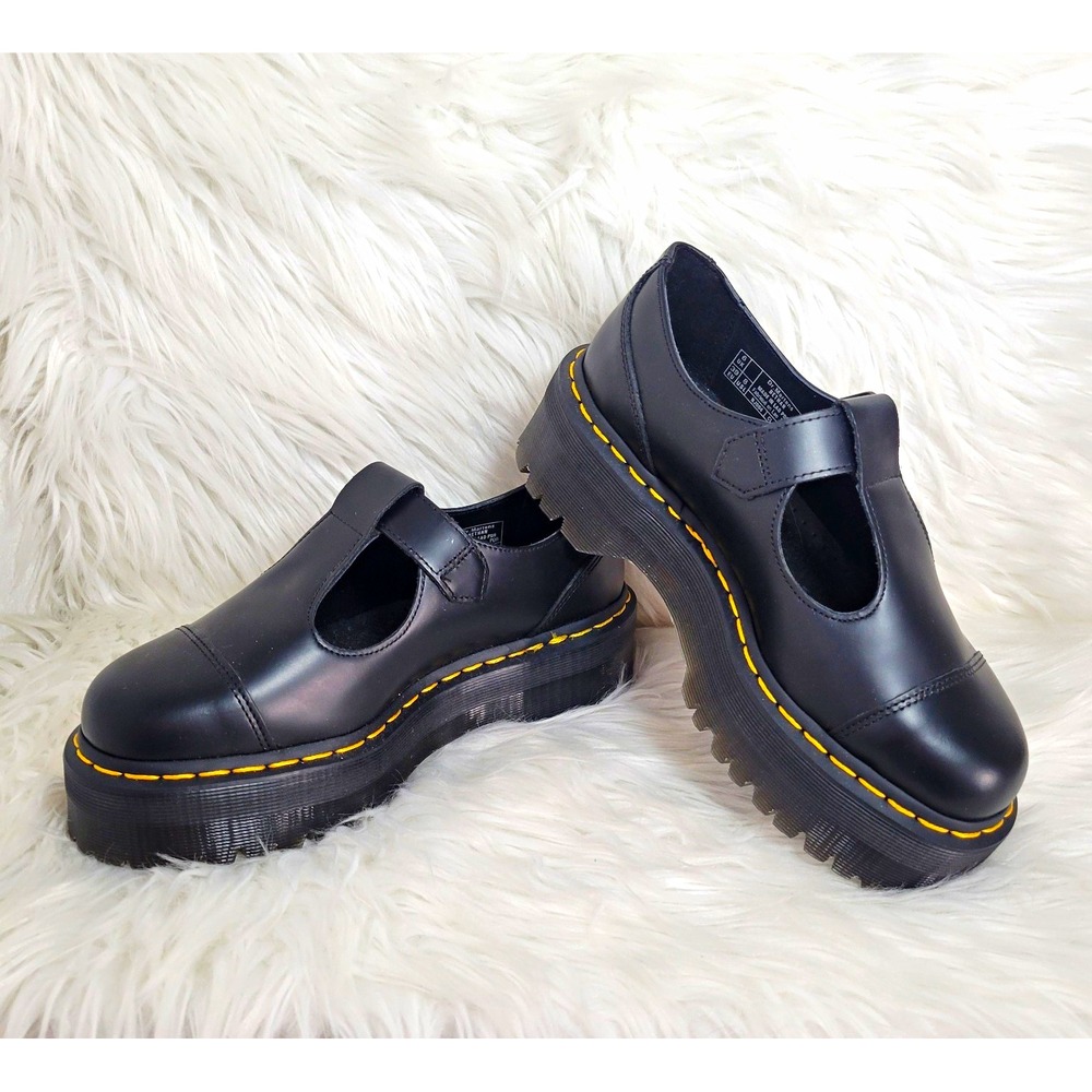 Women's Dr Marten's Bethan Mary Jane Platform Shoes Sz 8 Black Leather